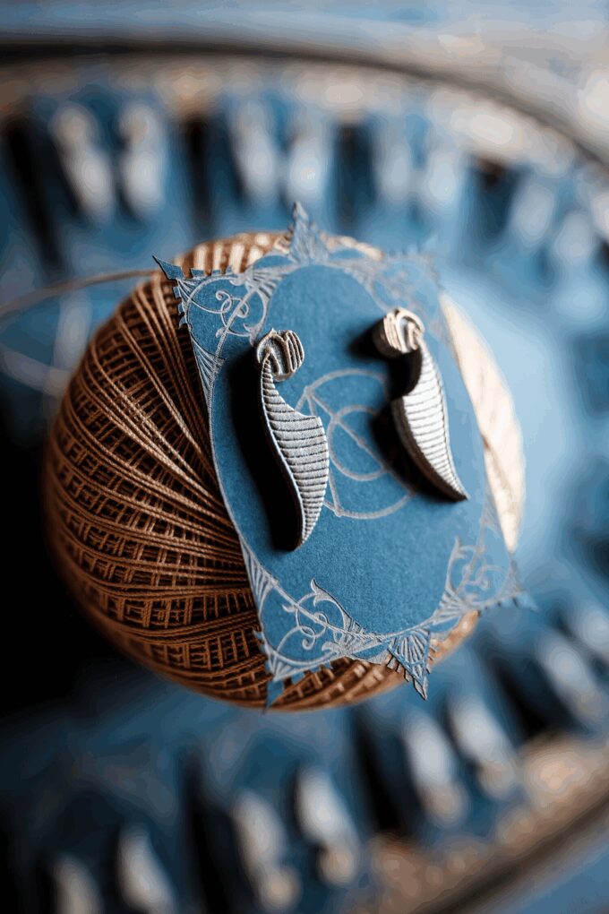 Pair of silver earrings displayed on a blue gift box