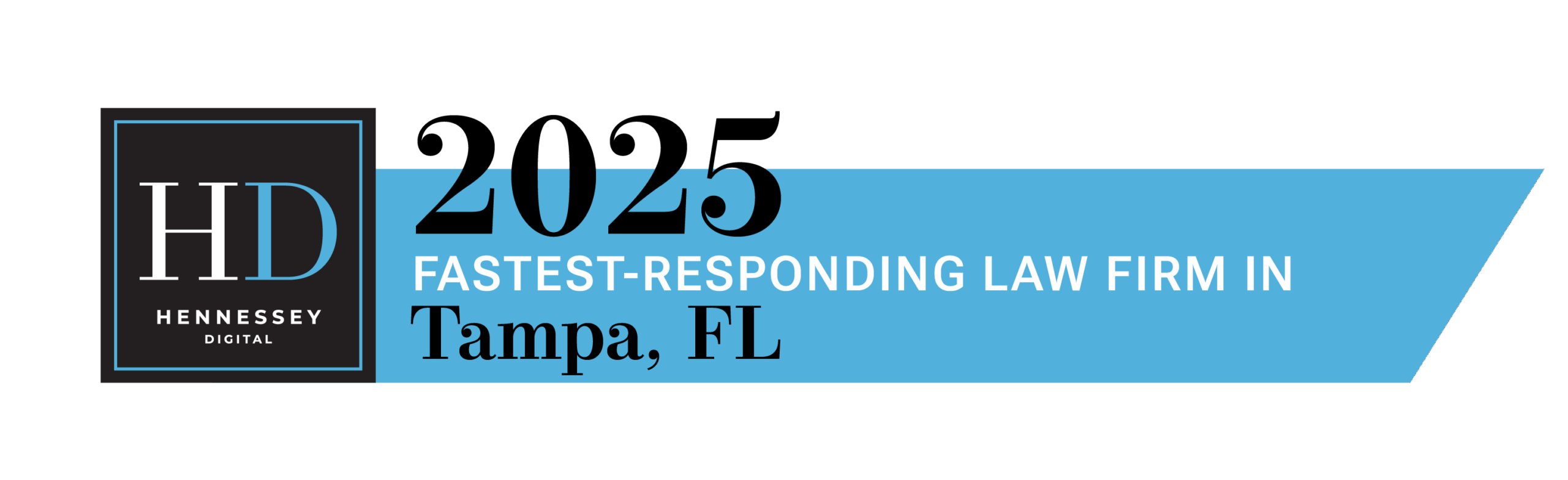 Hennessey Digital 2025 Fastest-Responding Law Firm Award Badge Tampa